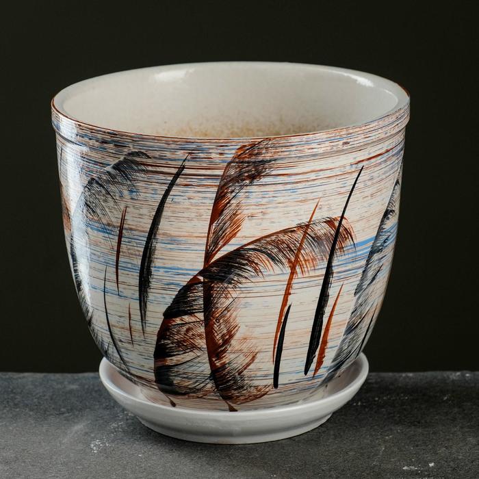 

Цветочный горшок Камыш с поддоном 5 л разноцветный 1 шт., Камыш с поддоном