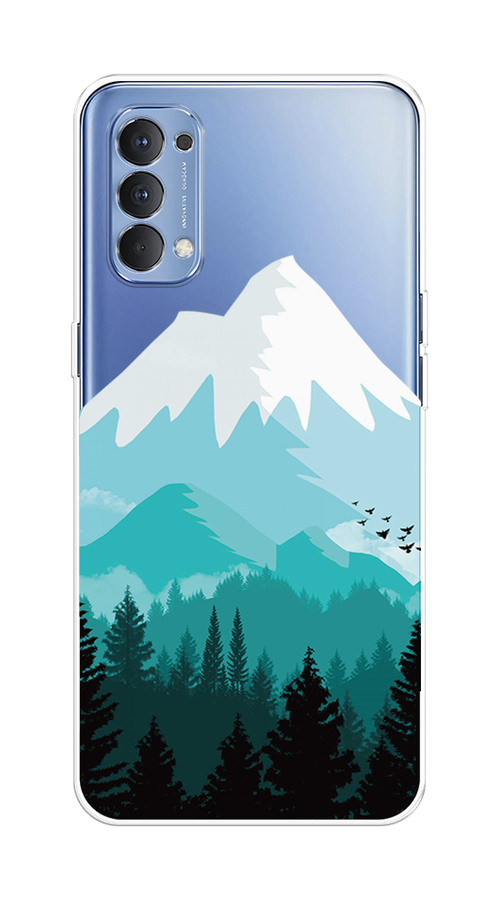 

Чехол на Oppo Reno 4 4G "Синяя снежная гора", Белый;голубой, 259450-2