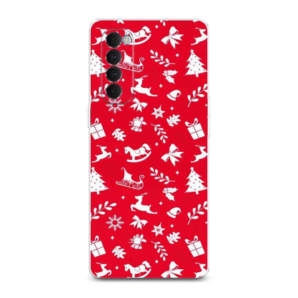 

Чехол на Oppo Reno 4 Pro "Красный новогодний фон", Красный;белый, 258950-5