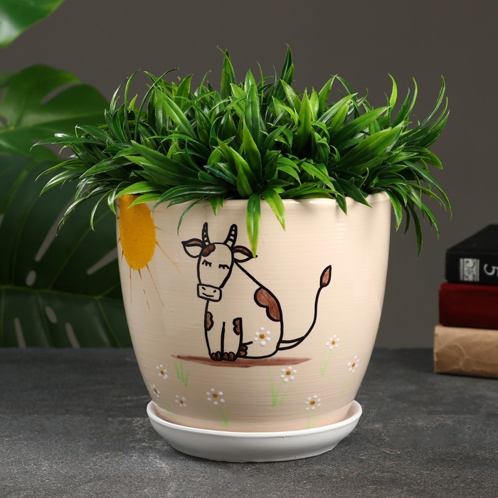

Цветочный горшок Коровка 2,5 л белый 1 шт., Коровка