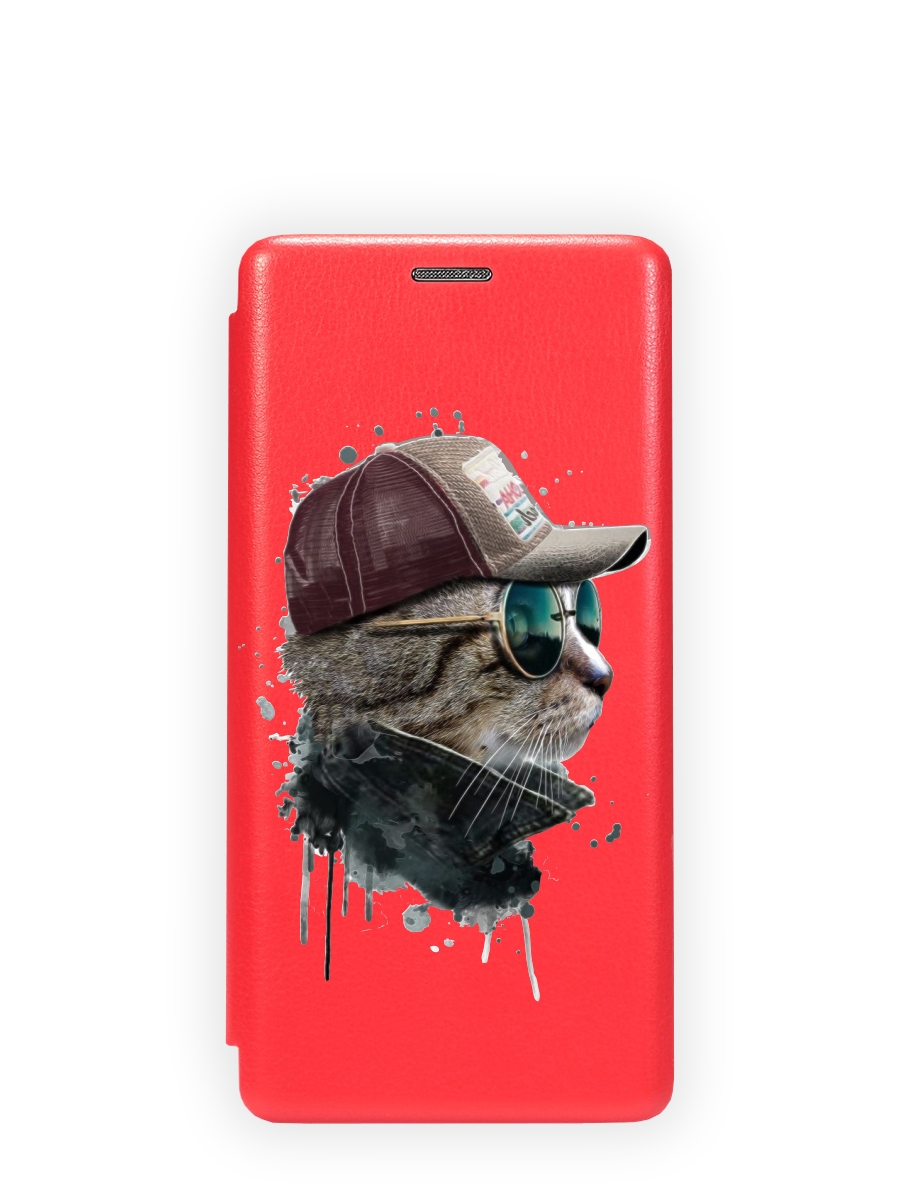 

Чехол для Xiaomi Redmi 9 противоударный, книжка красный с принтом КОТ АГЕНТ, ZB-XIA-RDM-9