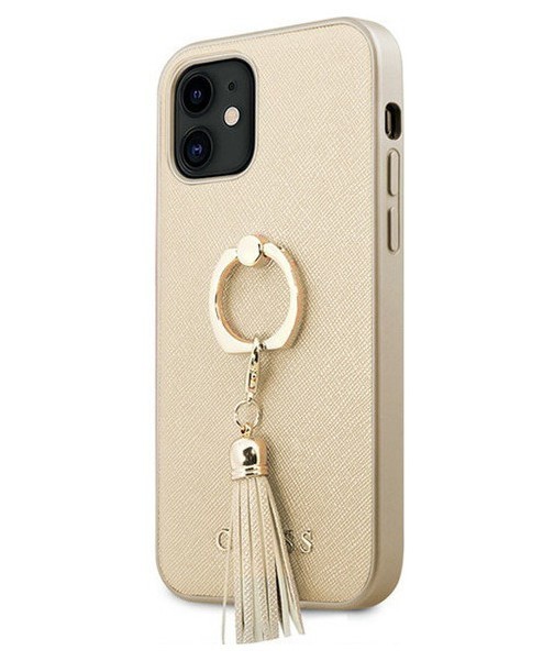 фото Чехол cg mobile guess saffiano + ring iphone 12 mini бежевый