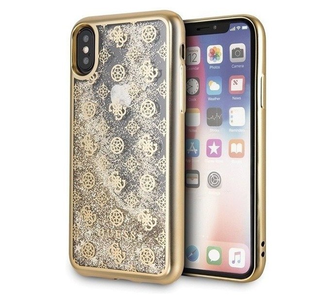 фото Чехол cg mobile guess glitter 4g peony iphone x/xs золотой