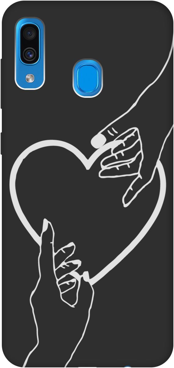 

Матовый чехол на Samsung Galaxy A20/A30 с принтом "Hands W" черный, Черный;белый, 8407