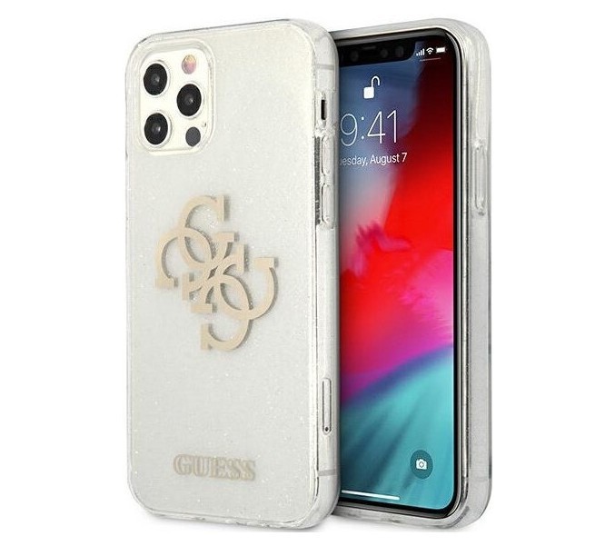 фото Чехол cg mobile guess 4g big logo iphone 12 pro max блестящий прозрачный