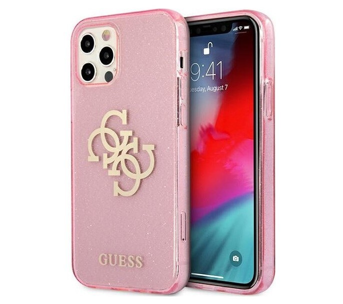 фото Чехол cg mobile guess 4g big logo iphone 12 pro max блестящий розовый