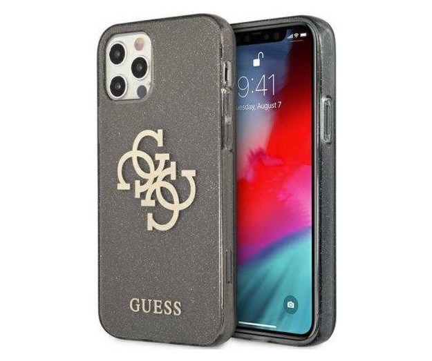 фото Чехол cg mobile guess 4g big logo iphone 12/12 pro блестящий черный