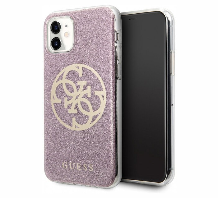 фото Чехол cg mobile guess 4g circle logo iphone 11 блестящий розовый