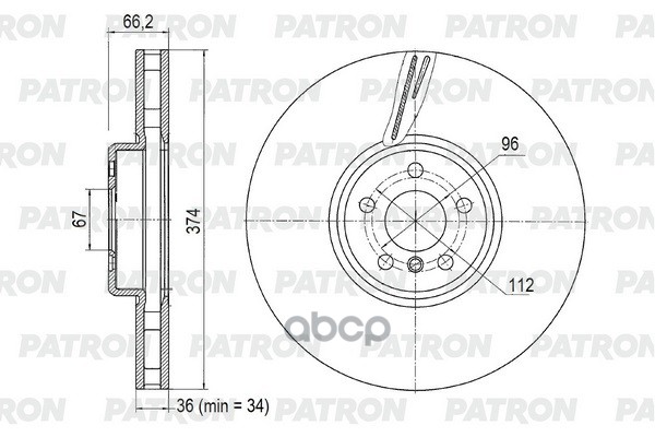 

Диск тормозной пер. лев. BMW 3/4/5/6/7/8/X3/X5/X6/X7-series 17- (M-sport, d = 374 mm)