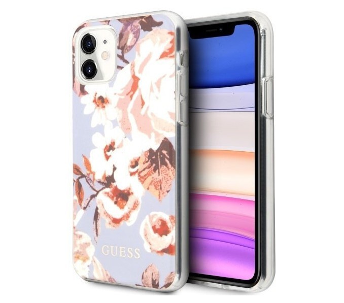 Чехол Guess Flower TPU/PC Shiny N.2 iPhone 11 Сиреневый