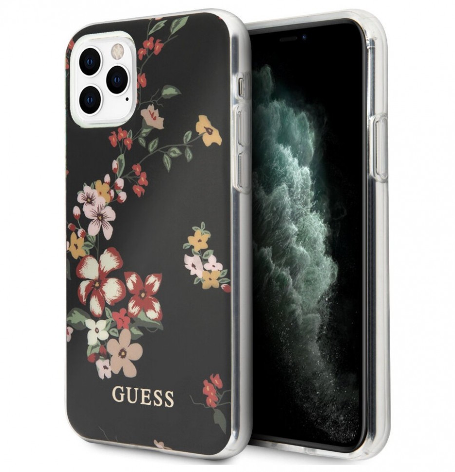 фото Чехол cg mobile guess flower tpu/pc shiny n.4 iphone 11 pro max черный