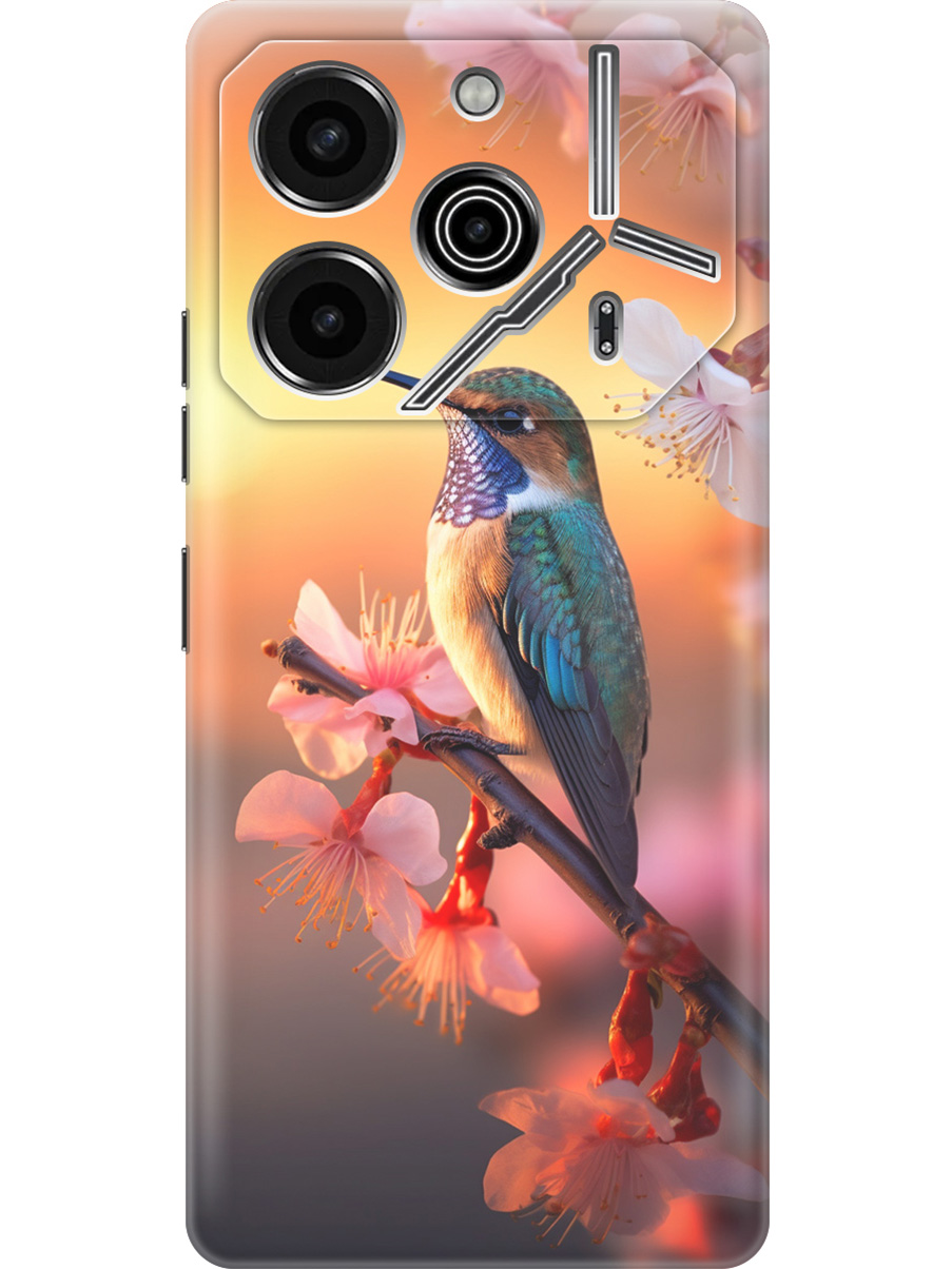 

Силиконовый чехол на Tecno Pova 6 Pro с принтом "Птичка и закат", Прозрачный;желтый;красный, 781971021