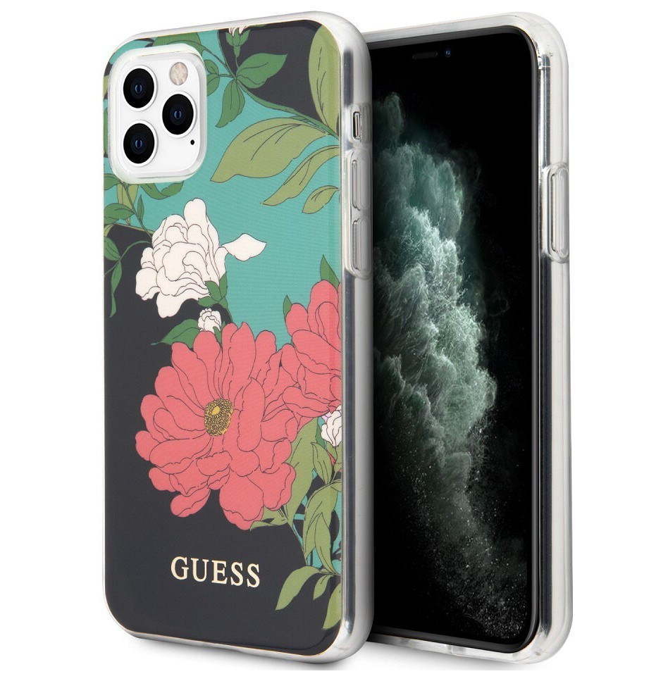 фото Чехол cg mobile guess flower tpu/pc shiny n.1 iphone 11 pro черный