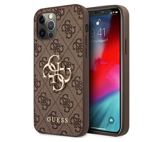 фото Чехол cg mobile guess 4g big metal logo iphone 12/12 pro коричневый