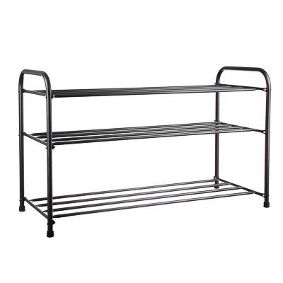 Подставка для обуви - 3 полки, 80см, металл, чёрная, арт.ПО382