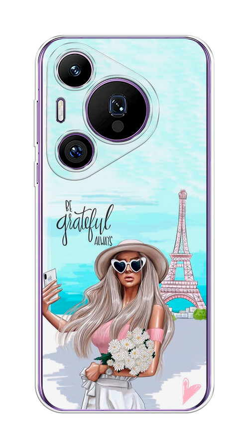 

Чехол на Huawei Pura 70 Pro/70 Pro Plus "Селфи Париж", Голубой;бежевый, 6124150-1