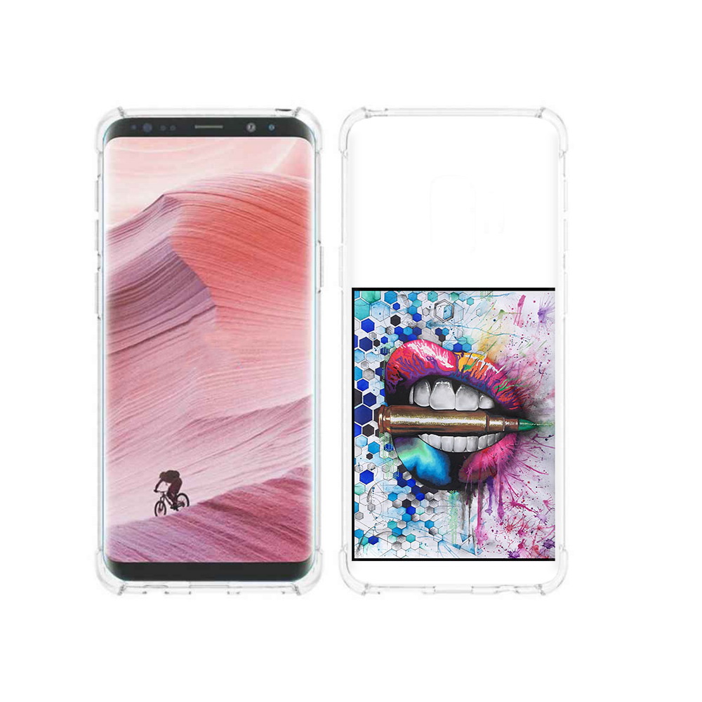 

Чехол MyPads Tocco для Samsung Galaxy S9 разноцветные губы с пулей (PT101623.567.571), Прозрачный, Tocco