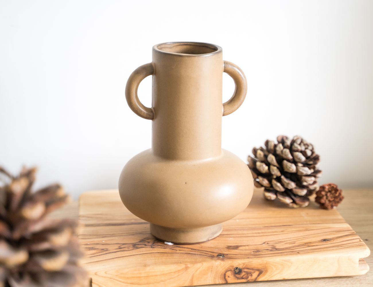 Керамическая ваза ПУСТЫННАЯ ГЛАЗУРЬ, ручной работы, коричневая, 20 см, Kaemingk