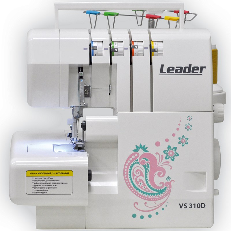 Оверлок Leader VS 310D белый оверлок janome 8002d белый