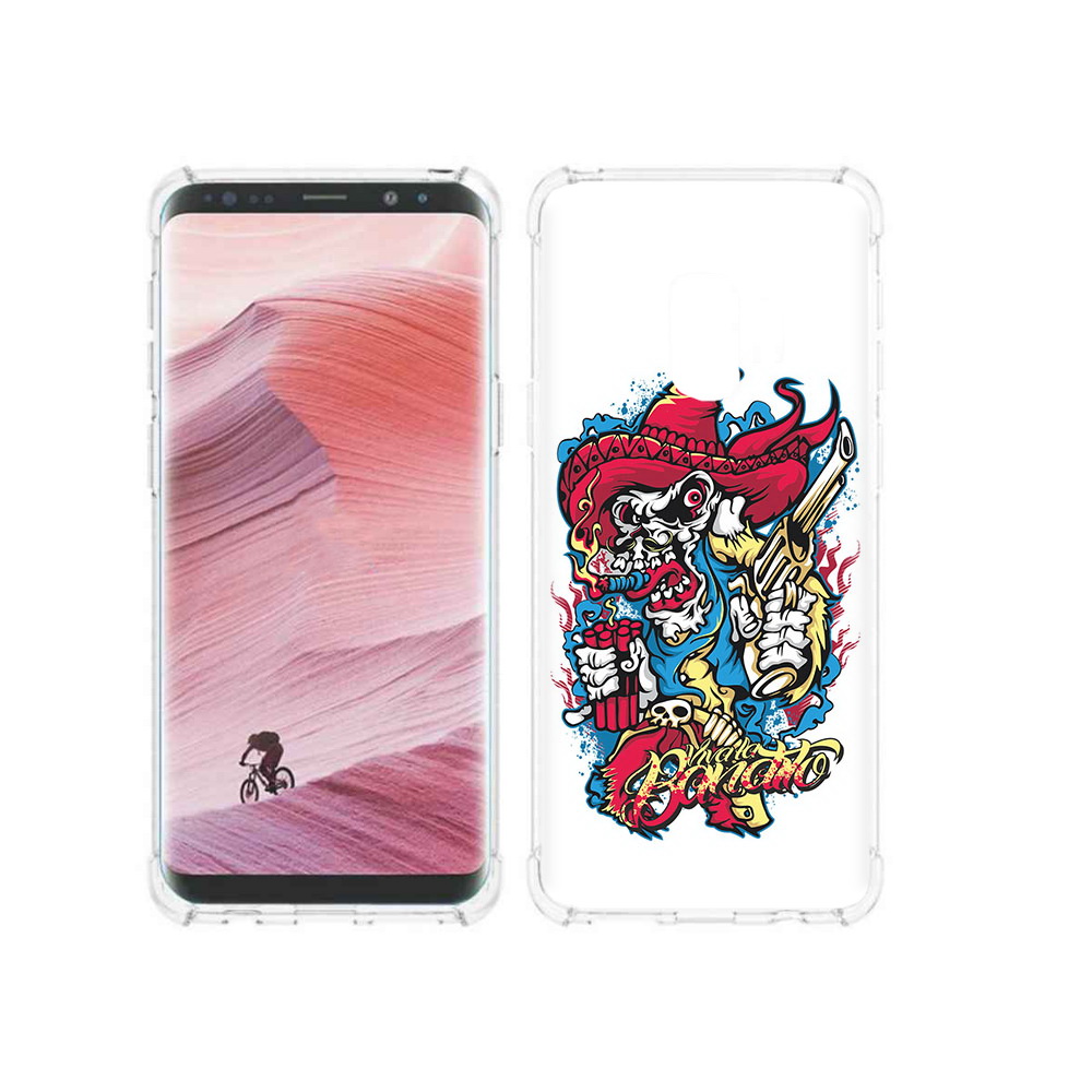 

Чехол MyPads Tocco для Samsung Galaxy S9 нарисованный скелет с писталетом, Прозрачный, Tocco