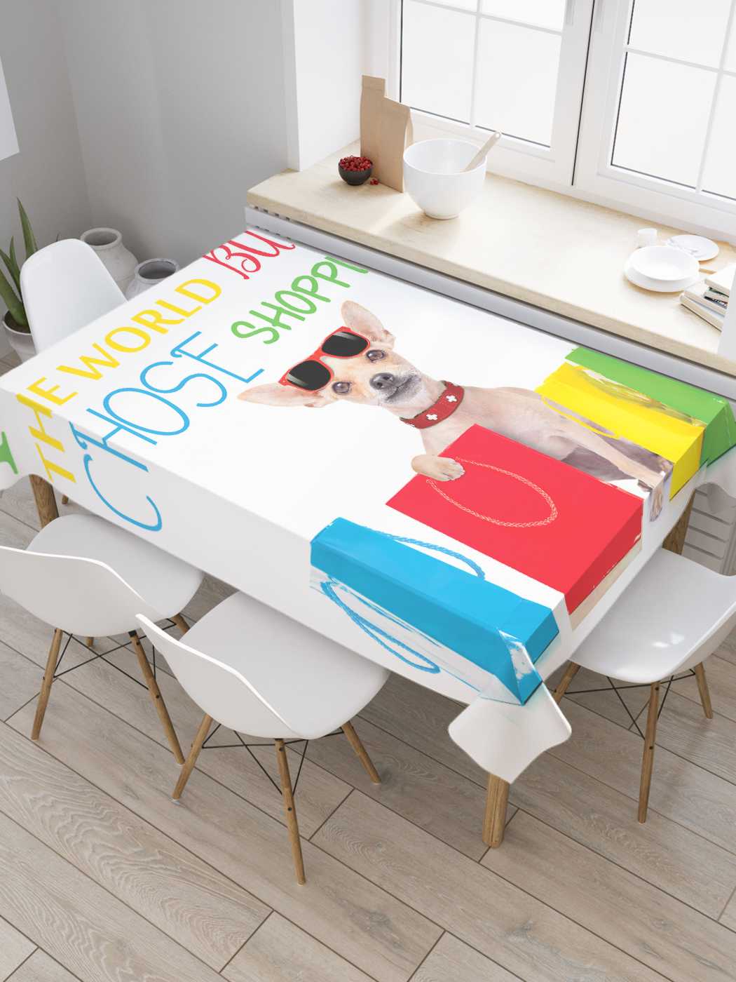 

Скатерть прямоугольная JoyArty "Я выбираю шоппинг" из оксфорда, 180x145 см, Белый, Я выбираю шоппинг