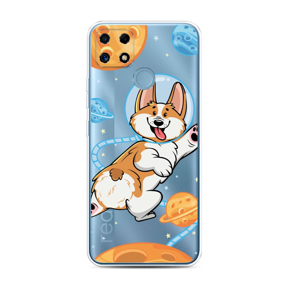 

Чехол на Oppo Realme C25 "Корги-космонавт", Голубой;бежевый;белый, 257450-1