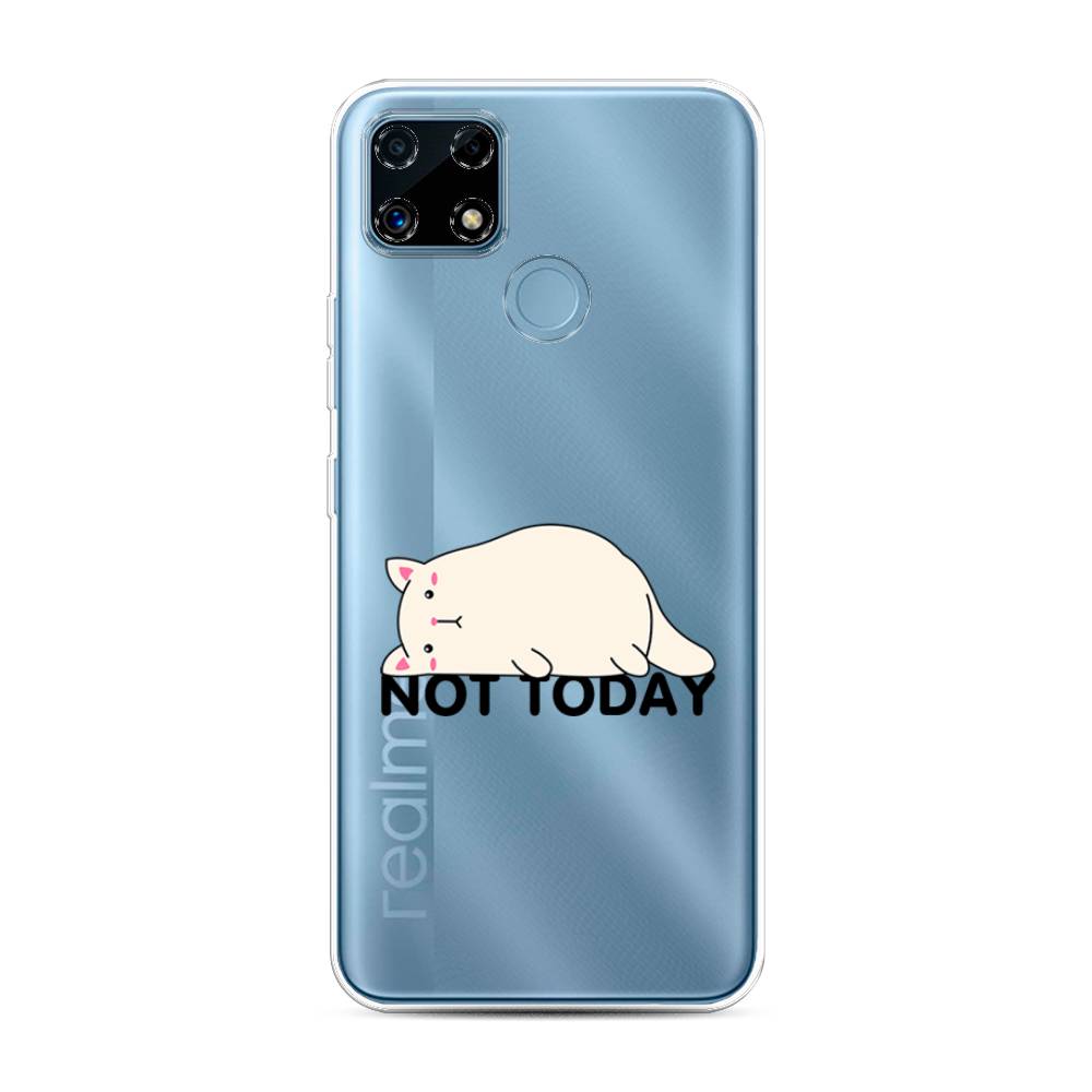 

Чехол на Oppo Realme C25 "Cat not today", Белый;розовый;черный, 257450-1