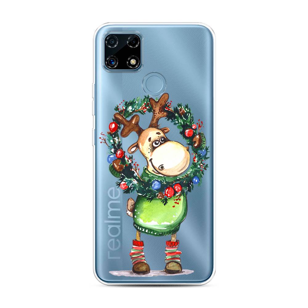 

Чехол на Oppo Realme C25 "Олень с новогодним венком", 257450-4