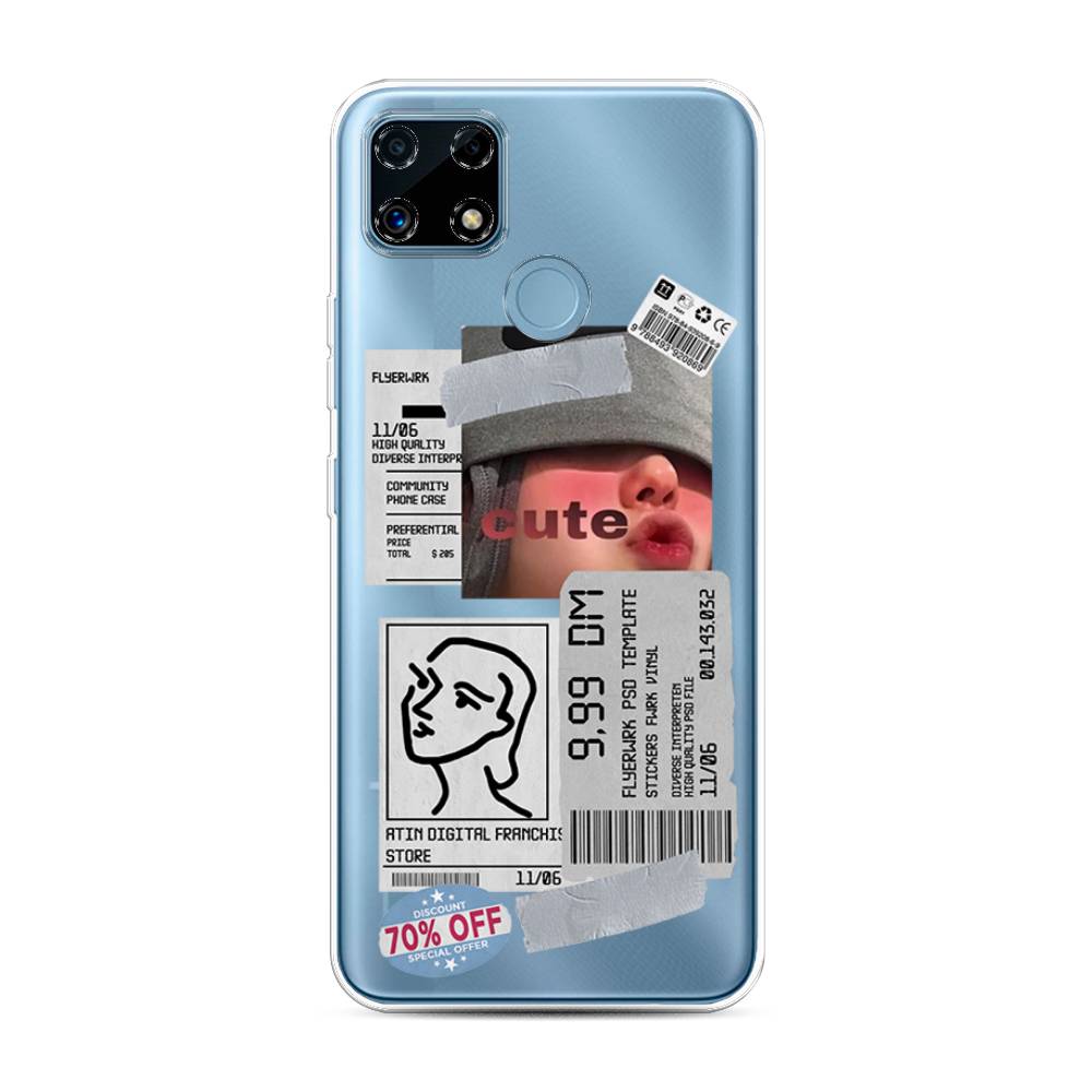 

Чехол на Oppo Realme C25 "Cute girl collage", Розовый;серый;голубой, 257450-6