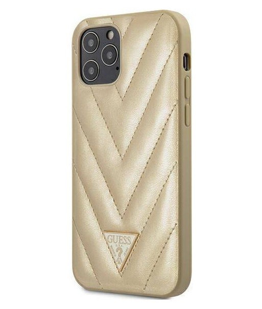 фото Чехол cg mobile guess qualited v triangle metal logo iphone 12/12 pro золотой