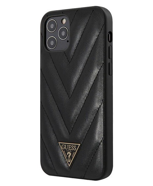 фото Чехол cg mobile guess qualited v triangle metal logo iphone 12/12 pro черный