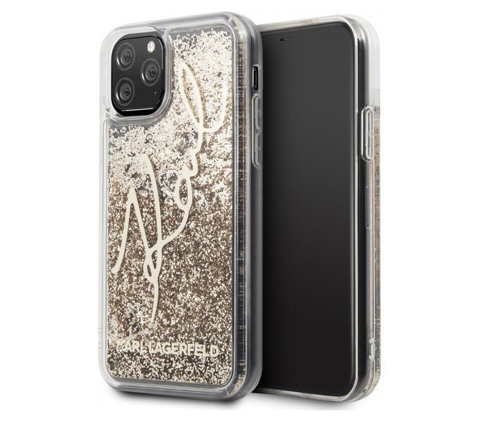 фото Чехол cg mobile karl lagerfeld liquid glitter karl signature iphone 11 pro золотой