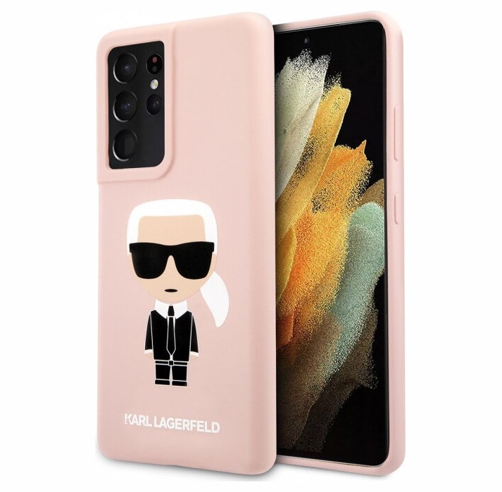 фото Чехол cg mobile karl lagerfeld liquid silicone iconic karl galaxy s21 ultra розовый