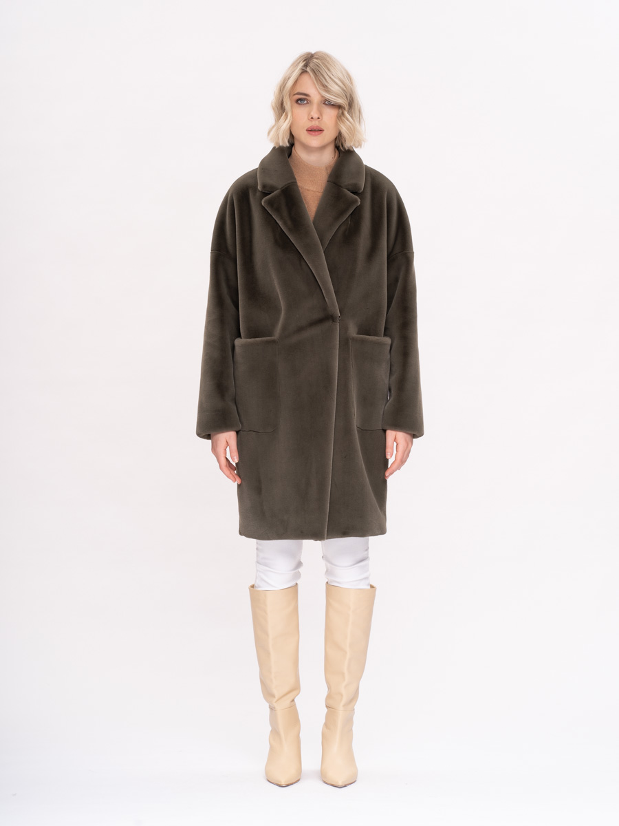 

Шуба женская ALEF 7024/95 хаки 42 RU, 7024/95