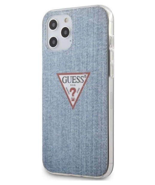 фото Чехол cg mobile guess denim triangle logo iphone 12/12 pro светло-синий