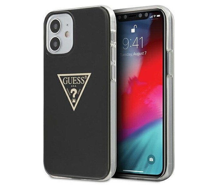 фото Чехол cg mobile guess metallc effect triangle logo iphone 12 mini черный