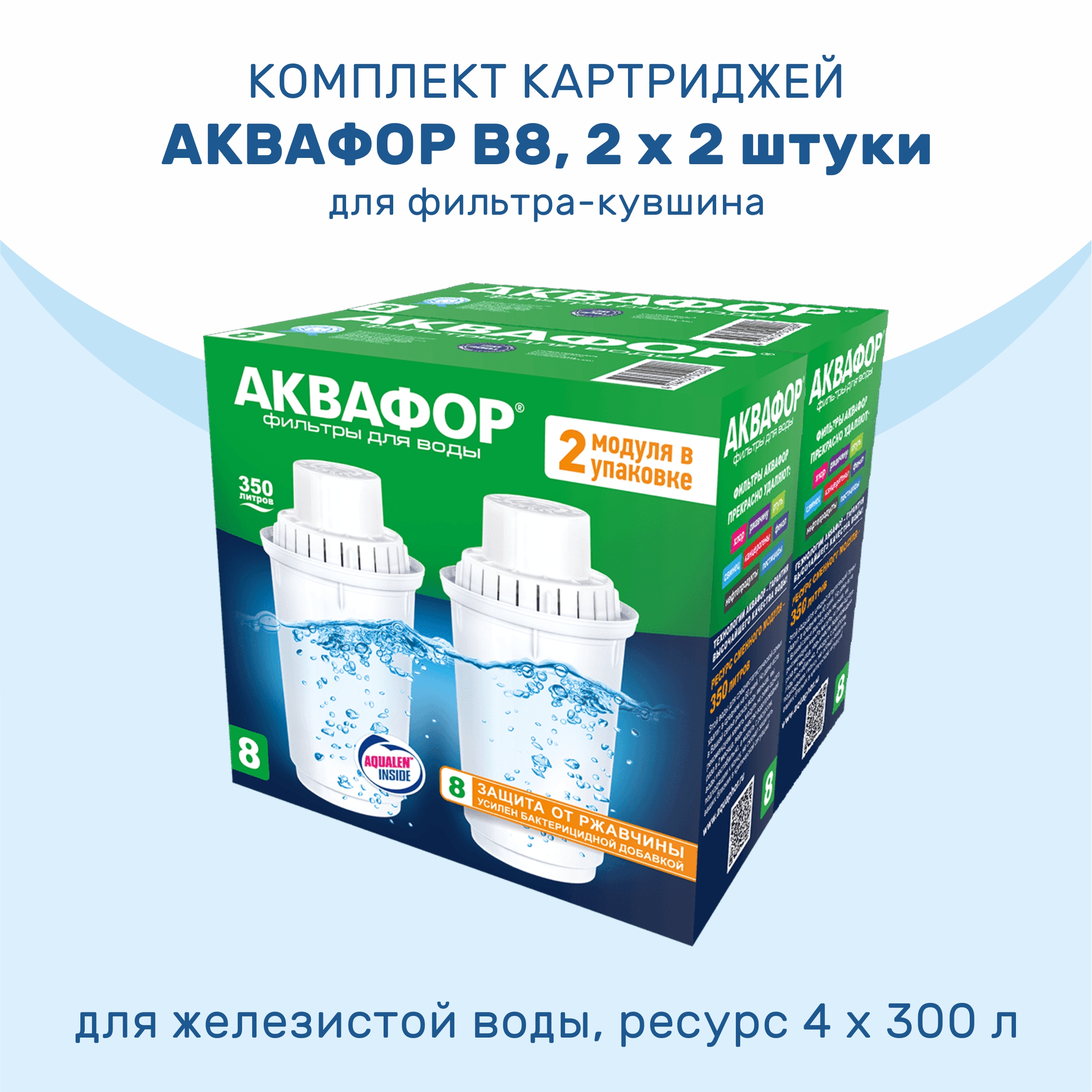 

Комплект картриджей АКВАФОР В8 обезжелезивающий 2 x 2 шт