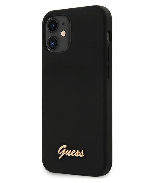 фото Чехол cg mobile guess liquid silicone gold metal logo iphone 12 mini черный