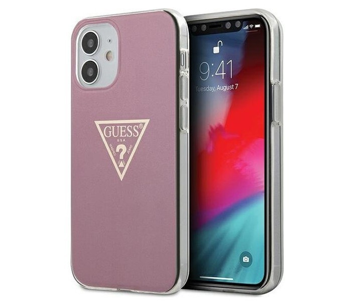 фото Чехол cg mobile guess metallc effect triangle logo iphone 12 mini розовый