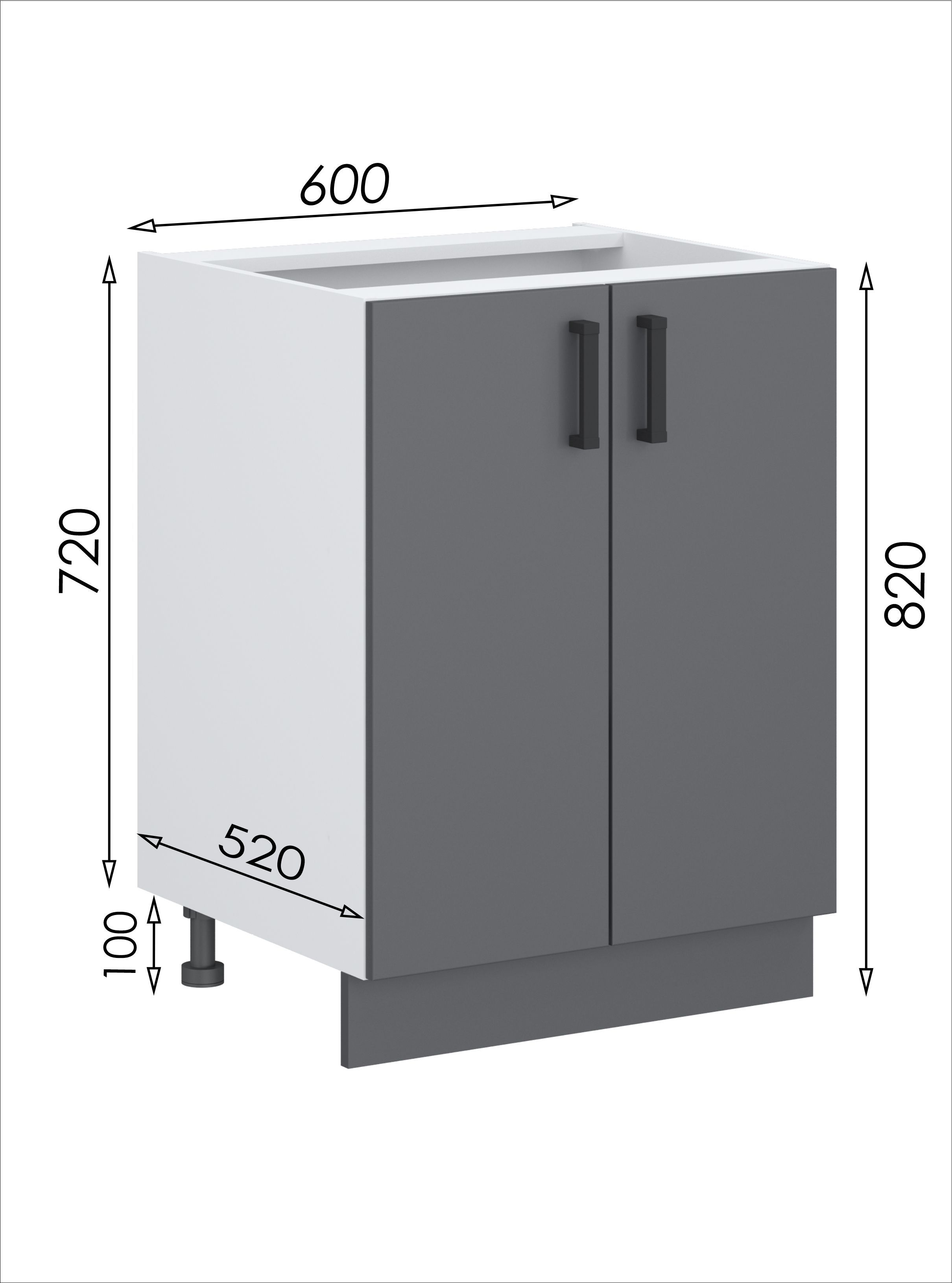 

Шкаф напольный 15 МФ 1+1 (600х516х820, графит), Белый;серый, 01960