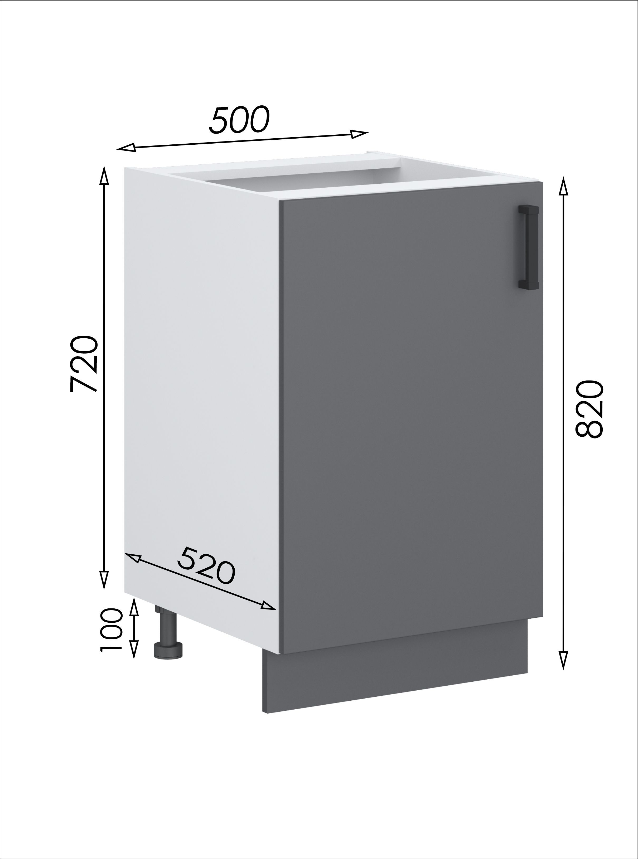 

Шкаф напольный 12 МФ 1+1 (500х516х820, графит), Белый;серый, 01957