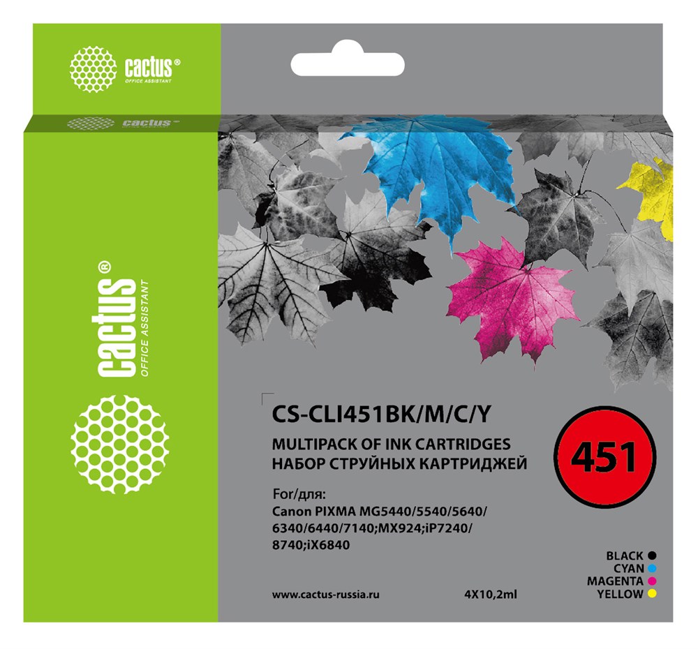 

Картридж для струйного принтера CACTUS (CS-CLI451BK) многоцветный, совместимый