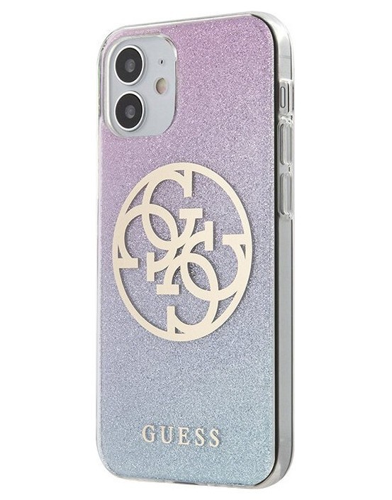 фото Чехол cg mobile guess 4g circle logo glitter iphone 12 mini розово-голубой