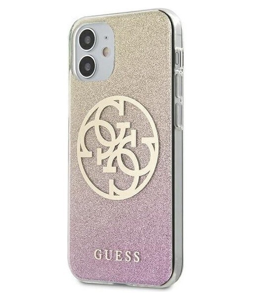 фото Чехол cg mobile guess 4g circle logo glitter iphone 12 mini золотисто-розовый