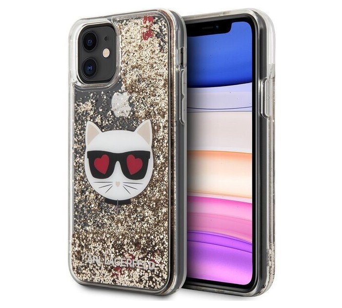 Чехол CG Mobile Karl Lagerfeld Liquid glitter Choupette head iPhone 11 Золотой