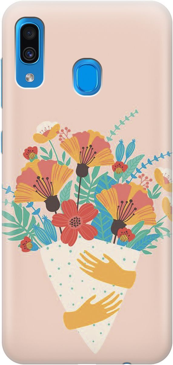 

Чехол на Samsung Galaxy A20/A30 с принтом "Букет на розовом", Красный;розовый, 4613
