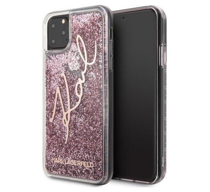 фото Чехол cg mobile karl lagerfeld liquid glitter karl signature iphone 11 pro max pink