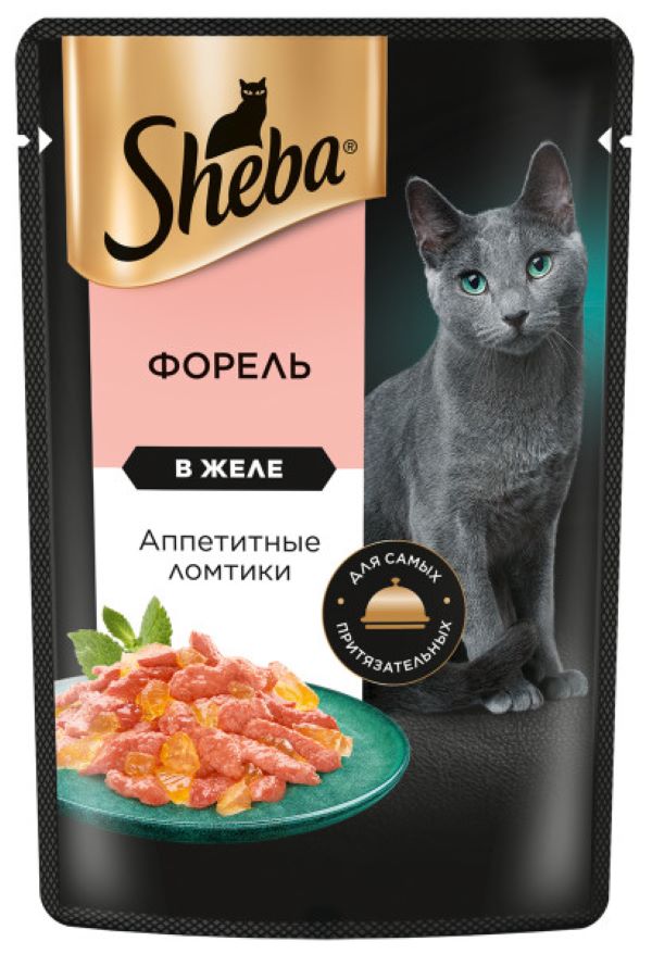 Корм Sheba для кошек, ломтики в желе с форелью, 75 г