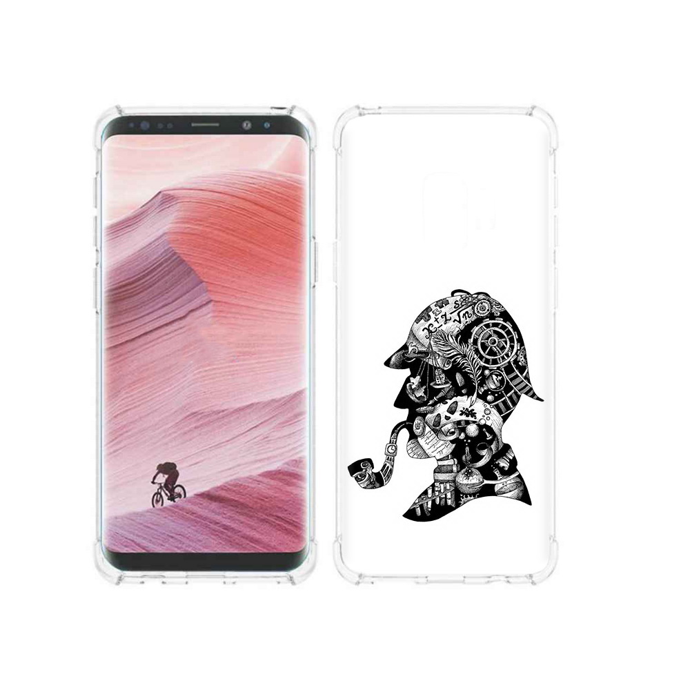 

Чехол MyPads Tocco для Samsung Galaxy S9 мужчина с трубкой абстракция (PT101623.567.488), Прозрачный, Tocco