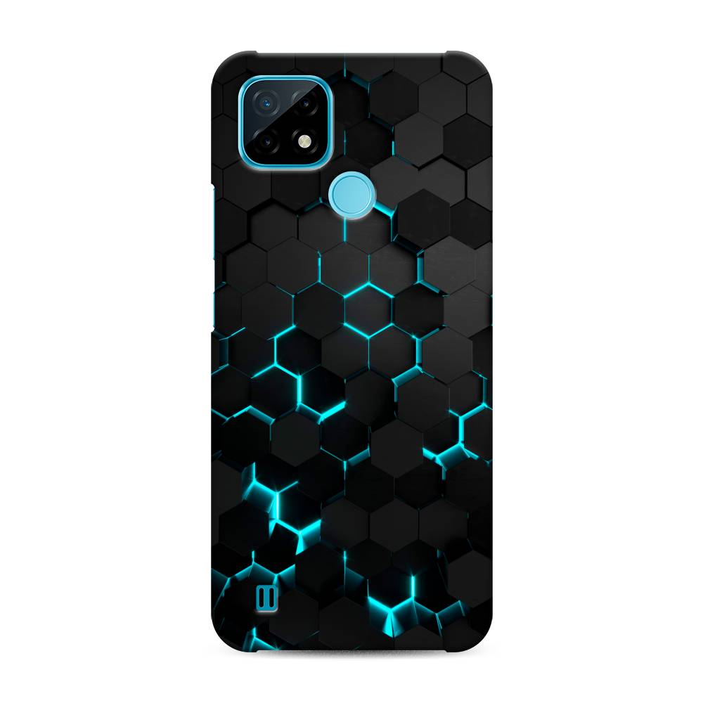 фото Пластиковый чехол "соты бирюзовые" на realme c21 awog